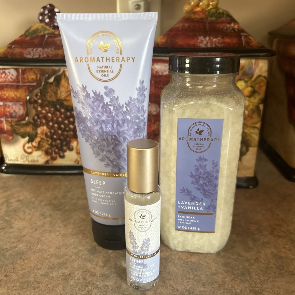 Bath & Body Works 3p Lot Aromatherapy Lavender Vanilla Body Wash Luxe Bath NEW
